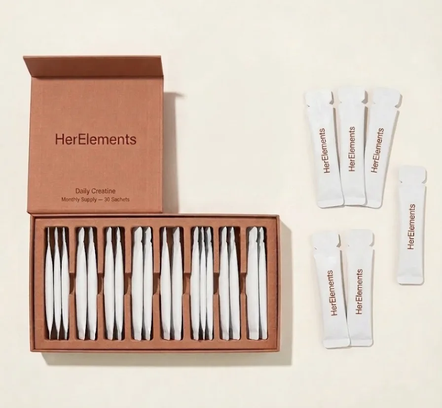 HerElements sachet box for women in perimenopause and menopause